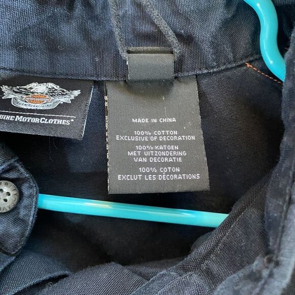 HARLEY DAVIDSON Embroidered Patch Logo Short Sleeve Button Shirt XXXL - Picture 7 of 7